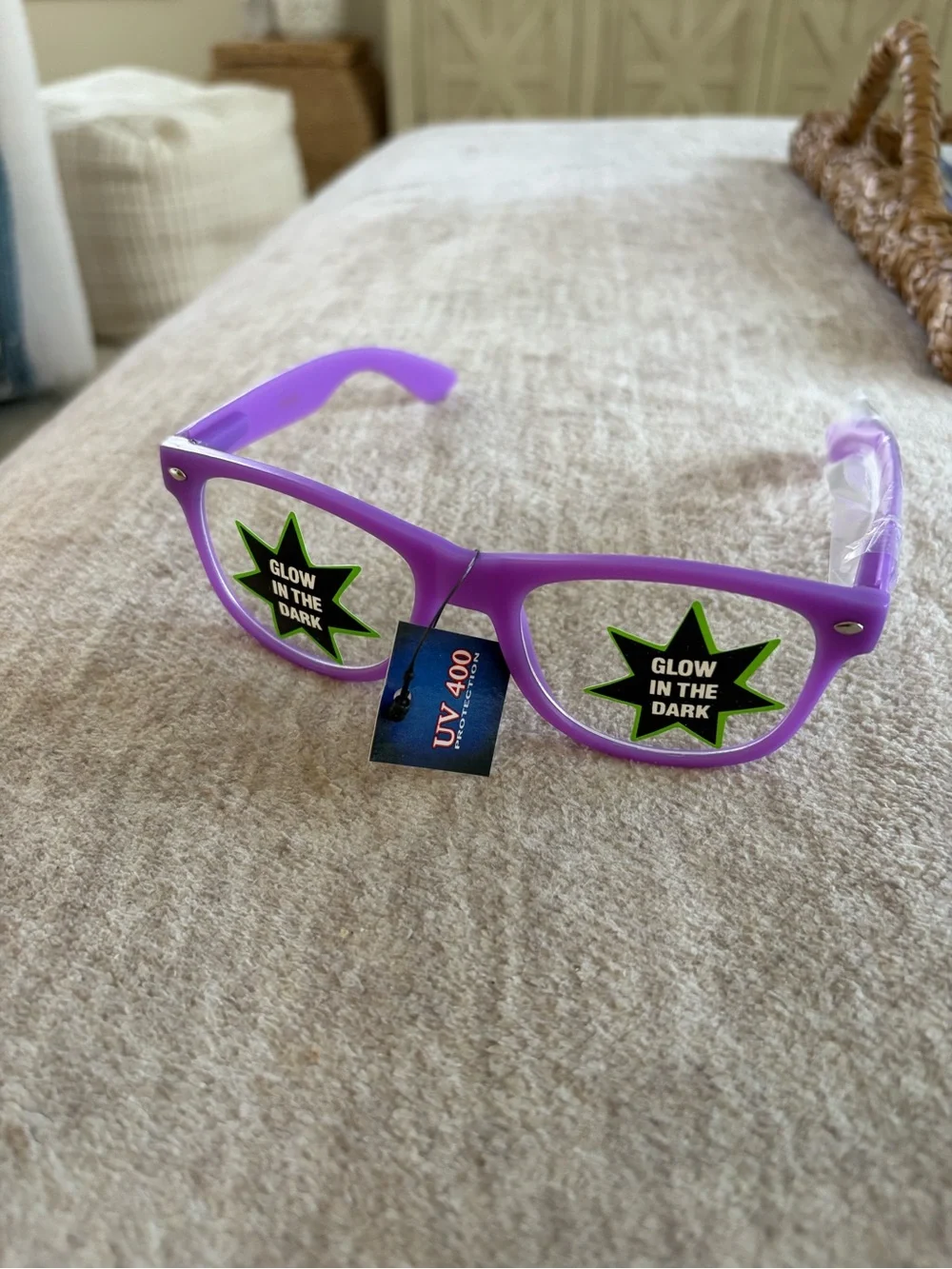 Wayfarer Purple Glasses Glow Clear Lens Glasses New UV 400